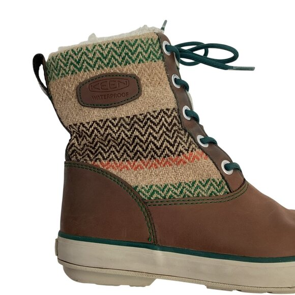 Keen Elsa Sherpa Lined Womens 6.5” Waterproof Winter Boots Wool Patterned Design - Picture 3 of 13